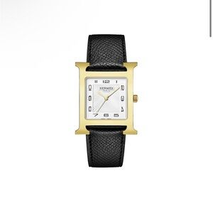 HERMES Heure H 30MM Goldplated Stainless Steel & Leather Strap Watch